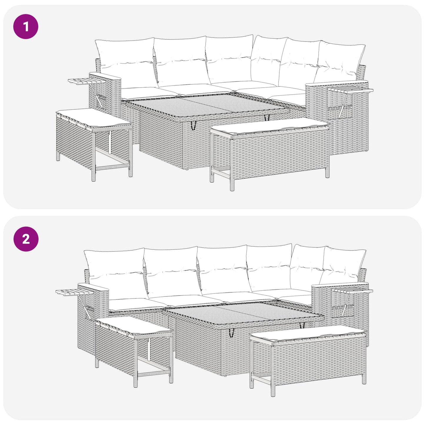 Gartensofa-set 8 stk. Schwarz Poly-Rattan