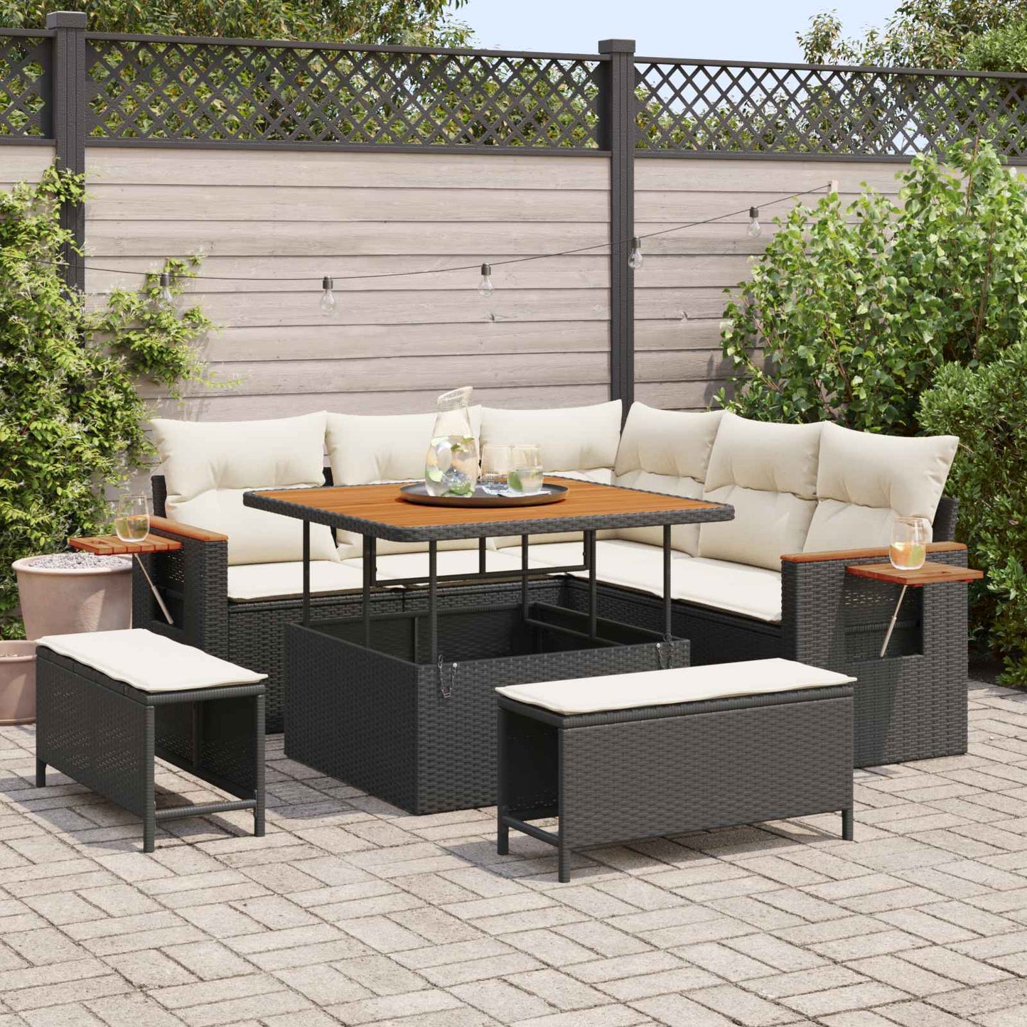 Gartensofa-set 8 stk. Schwarz Poly-Rattan