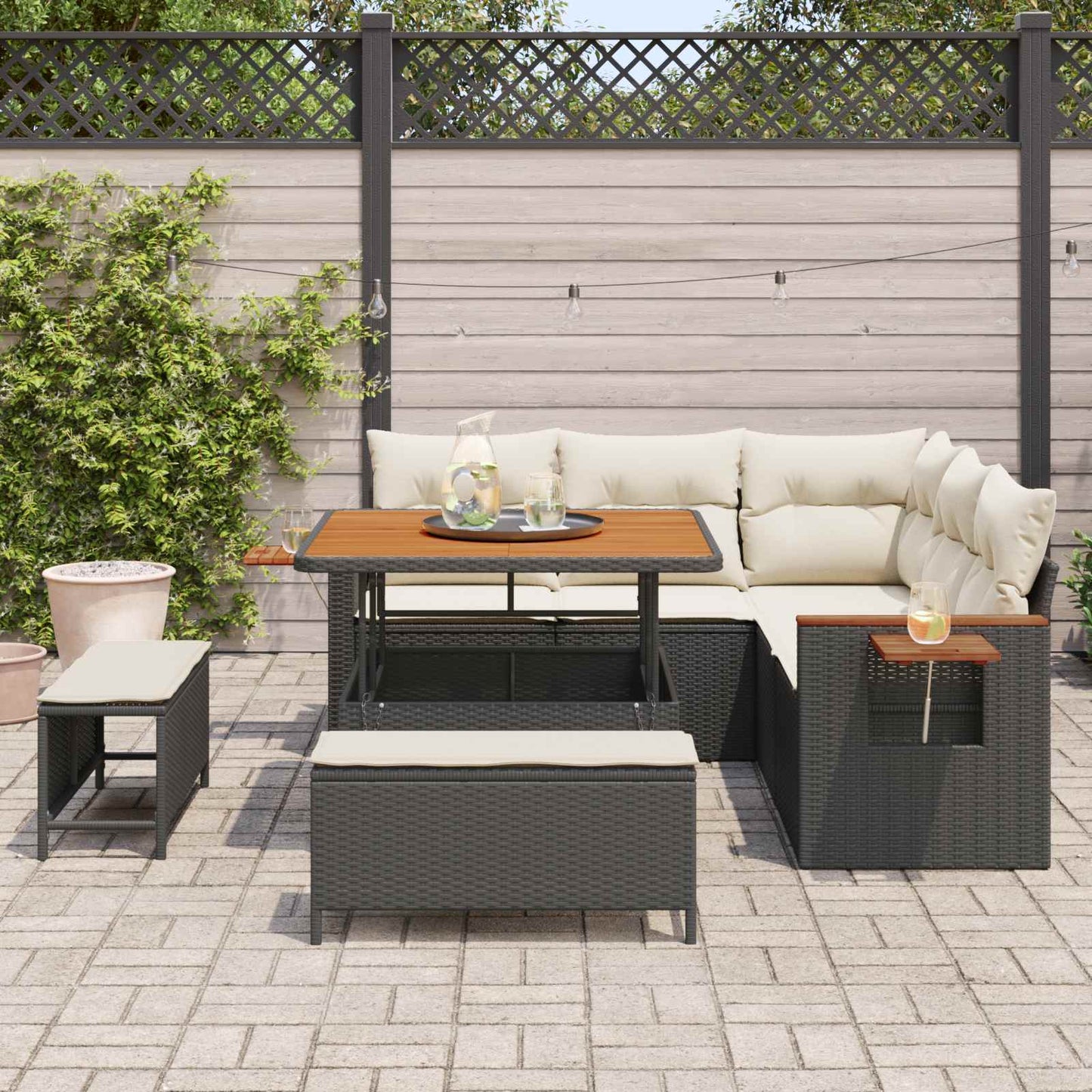Gartensofa-set 8 stk. Schwarz Poly-Rattan