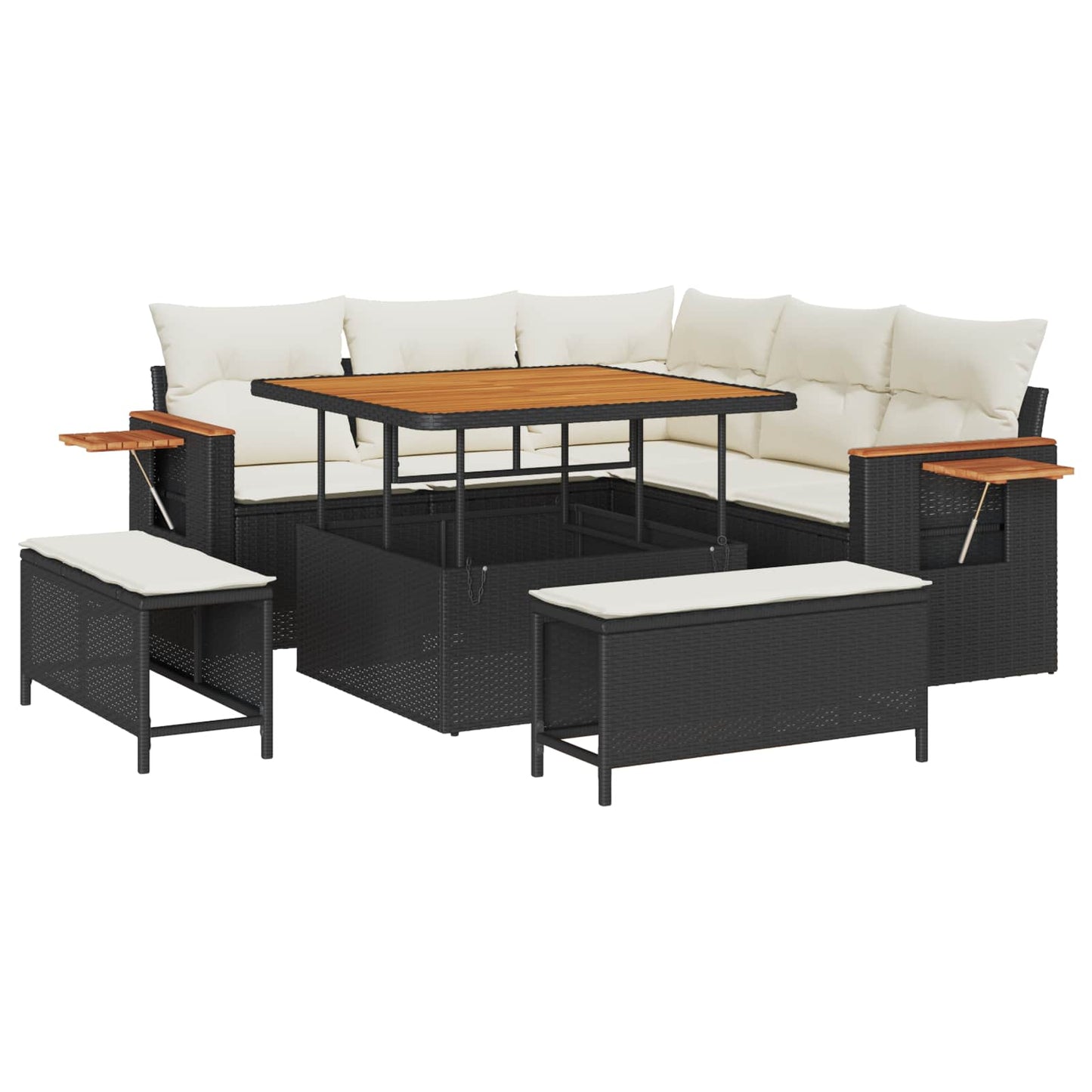 Gartensofa-set 8 stk. Schwarz Poly-Rattan