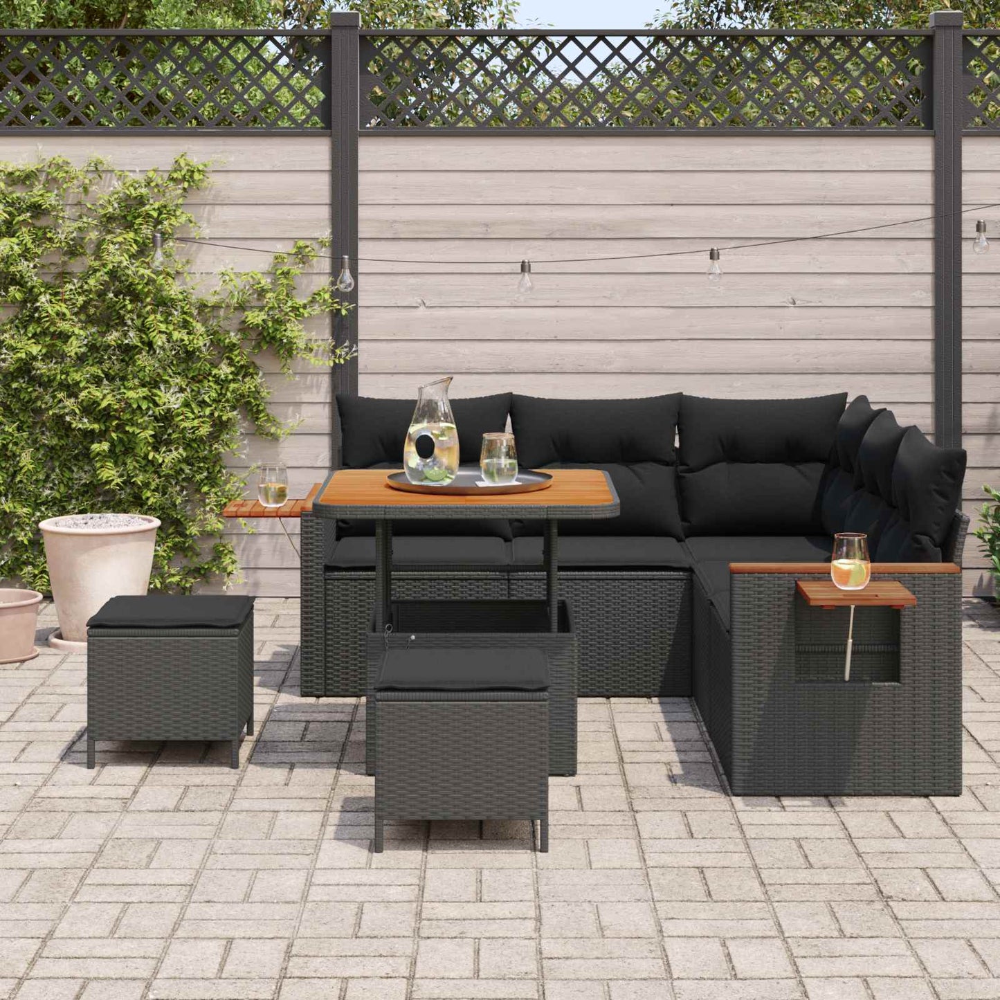 Gartensofa-set 8 stk. Schwarz Poly-Rattan