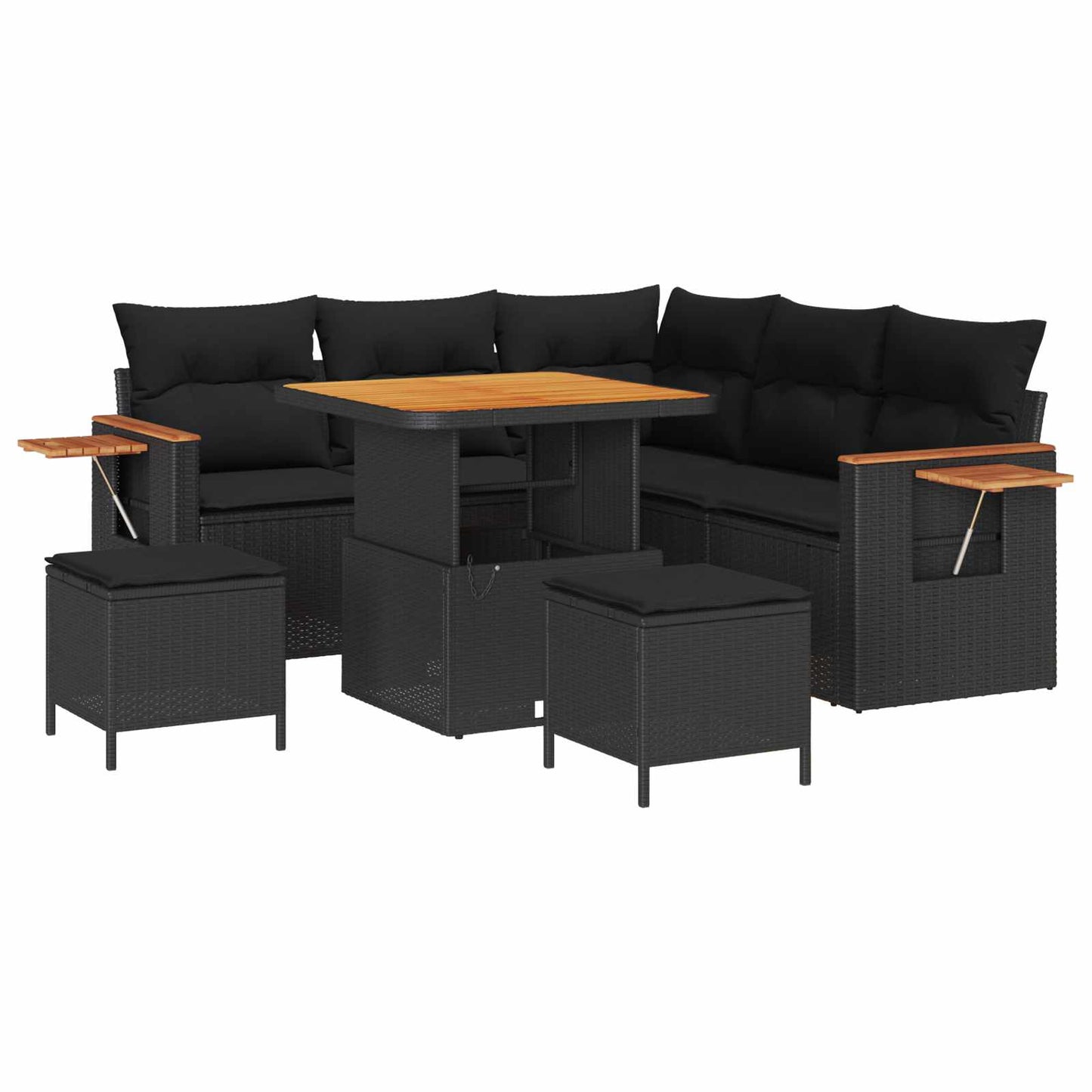 Gartensofa-set 8 stk. Schwarz Poly-Rattan