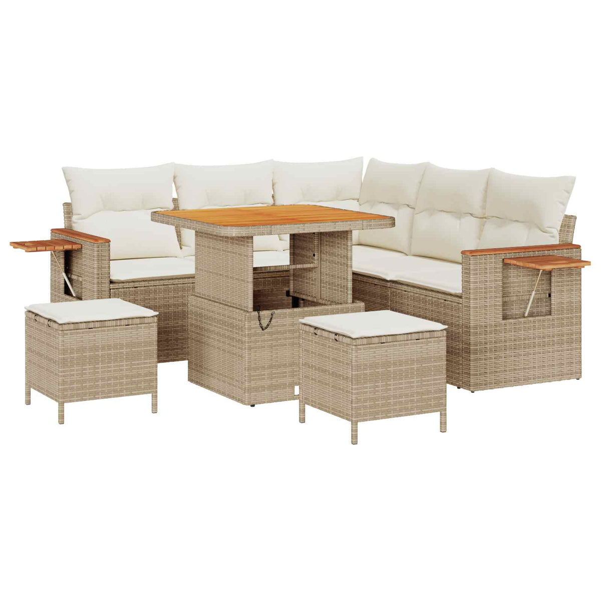 Gartensofa-set 8 stk. Beige Poly-Rattan