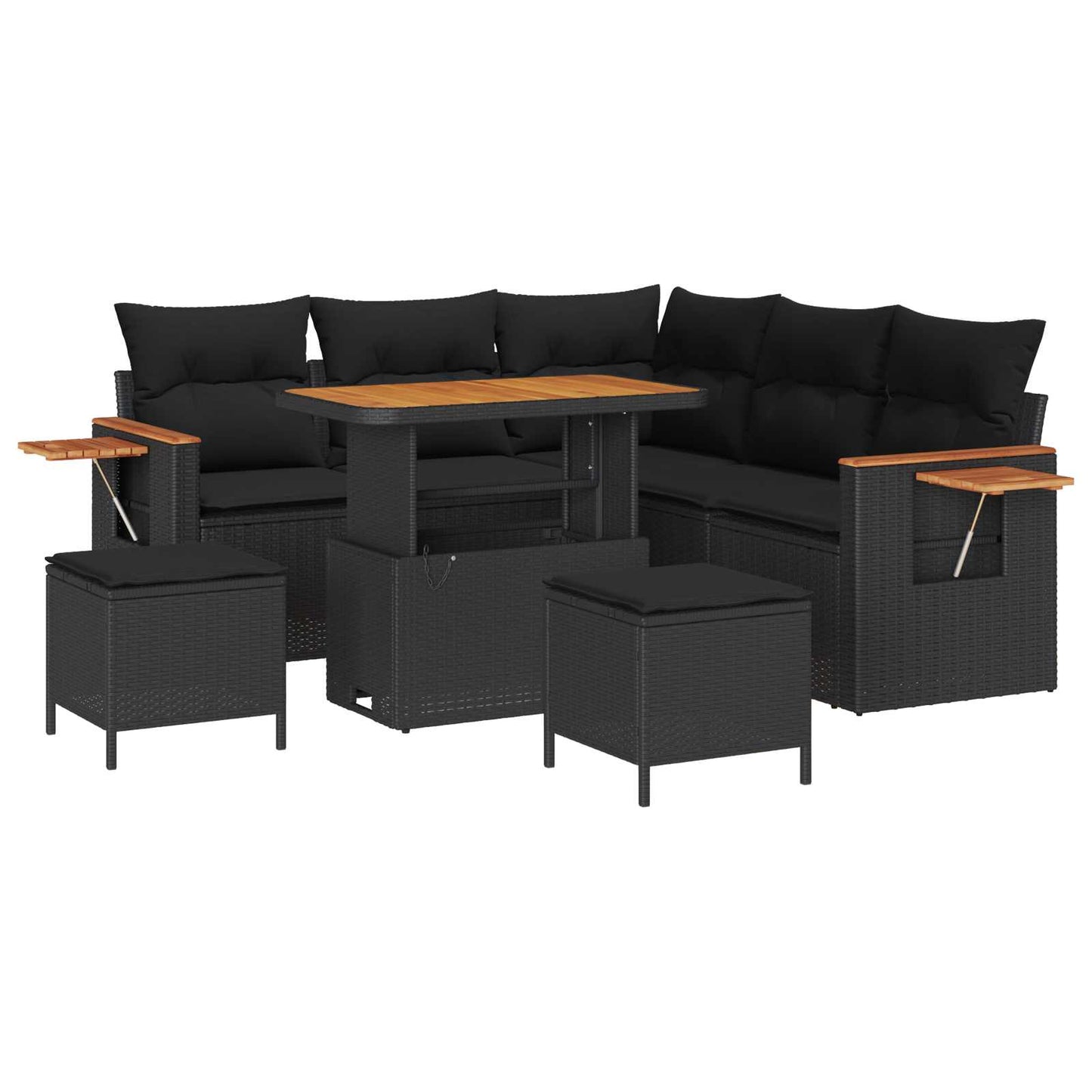 Gartensofa-set 8 pcs Schwarz Poly-Rattan