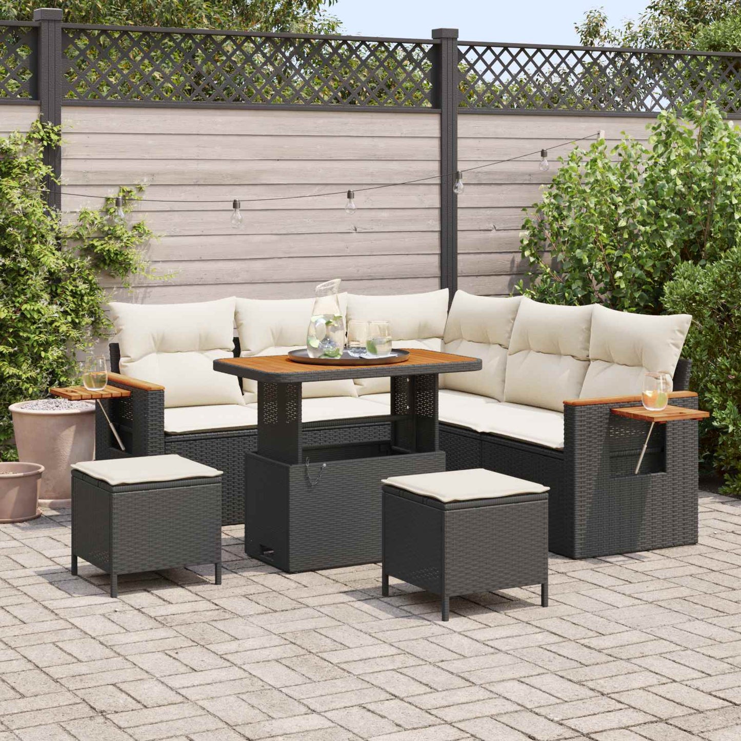 Gartensofa-set 8 stk. Schwarz Poly-Rattan