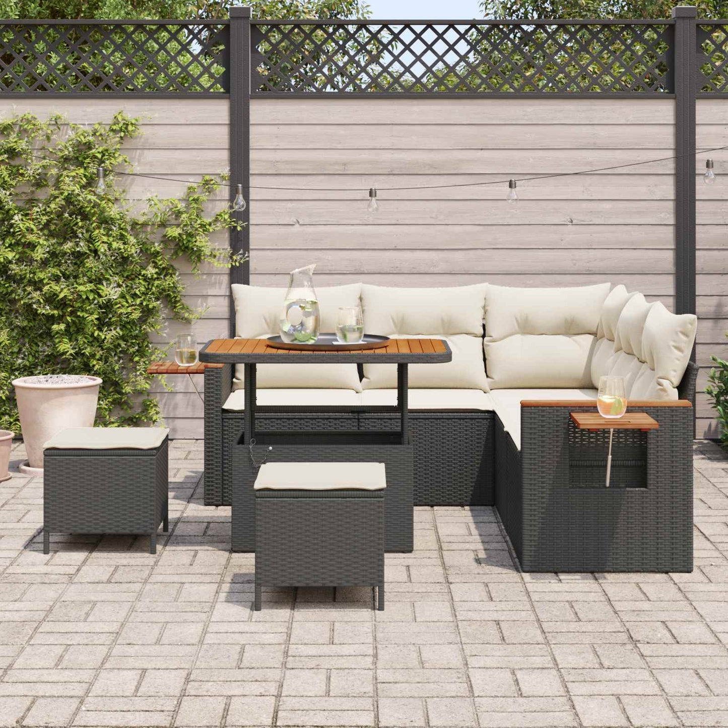 Gartensofa-set 8 stk. Schwarz Poly-Rattan