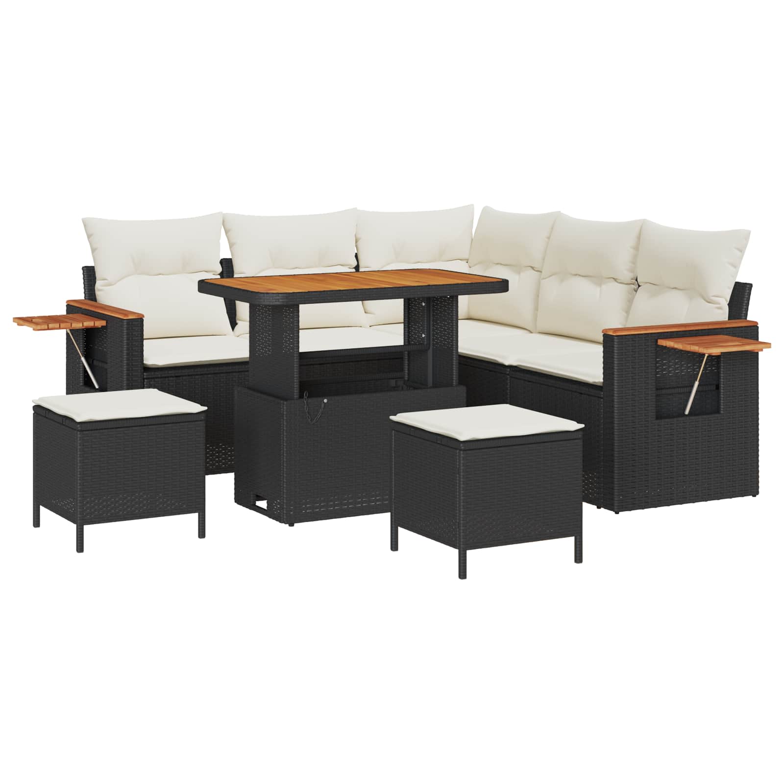 Gartensofa-set 8 stk. Schwarz Poly-Rattan