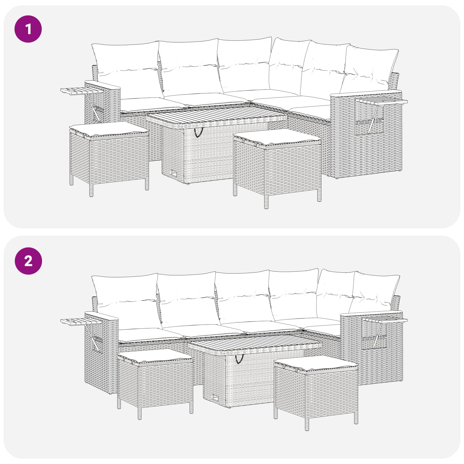 Gartensofa-set 8 stk. Schwarz Poly-Rattan