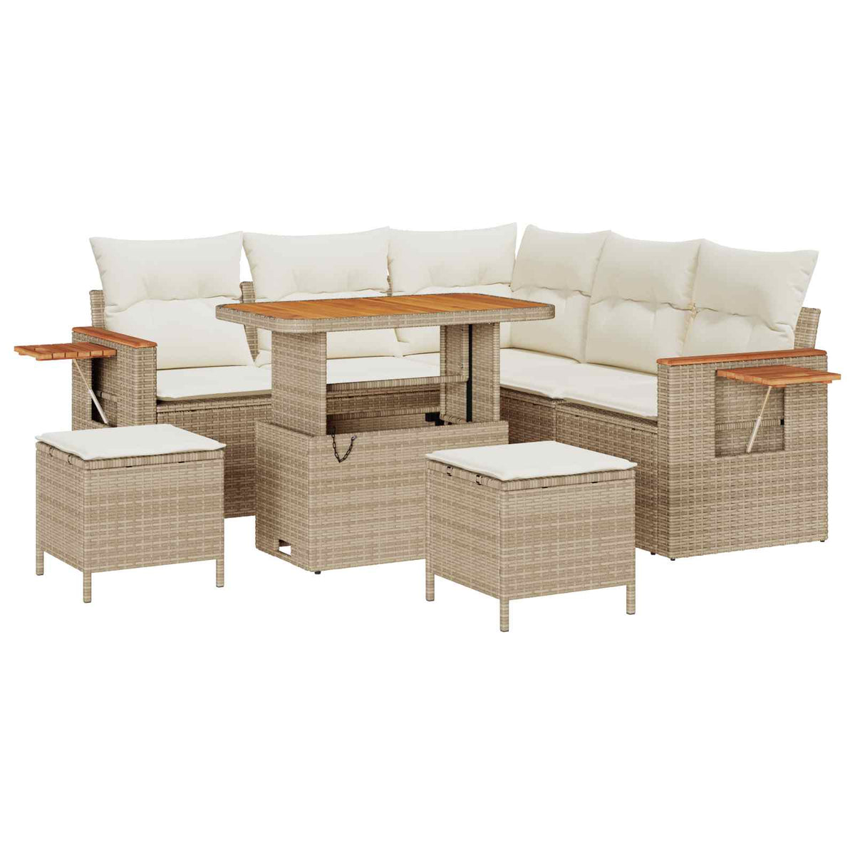 Gartensofa-set 8 stk. Beige Poly-Rattan