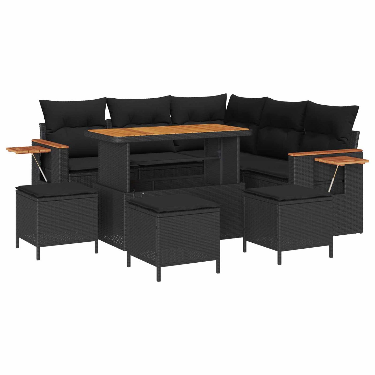Gartensofa-set 9 pcs Schwarz Poly-Rattan