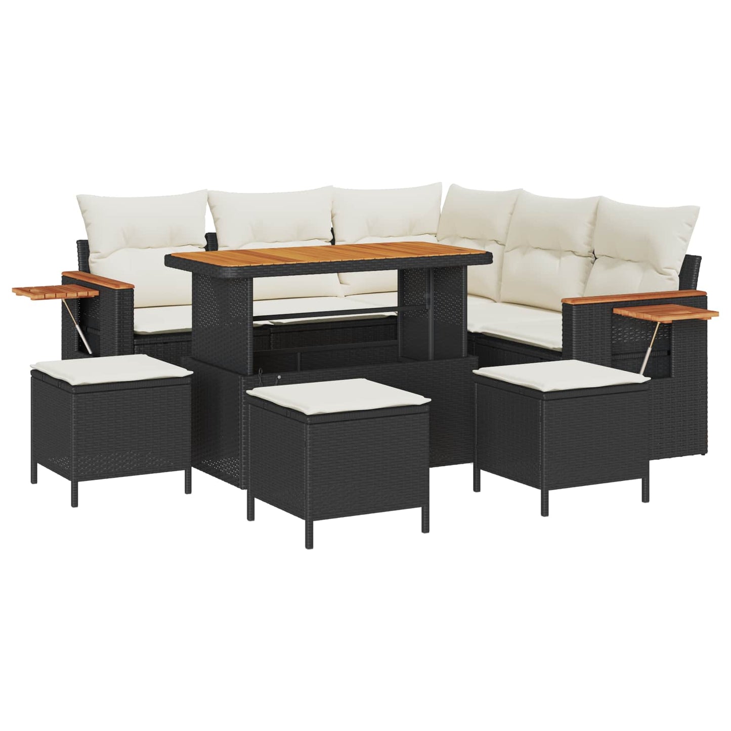Gartensofa-set 9 stk. Schwarz Poly-Rattan