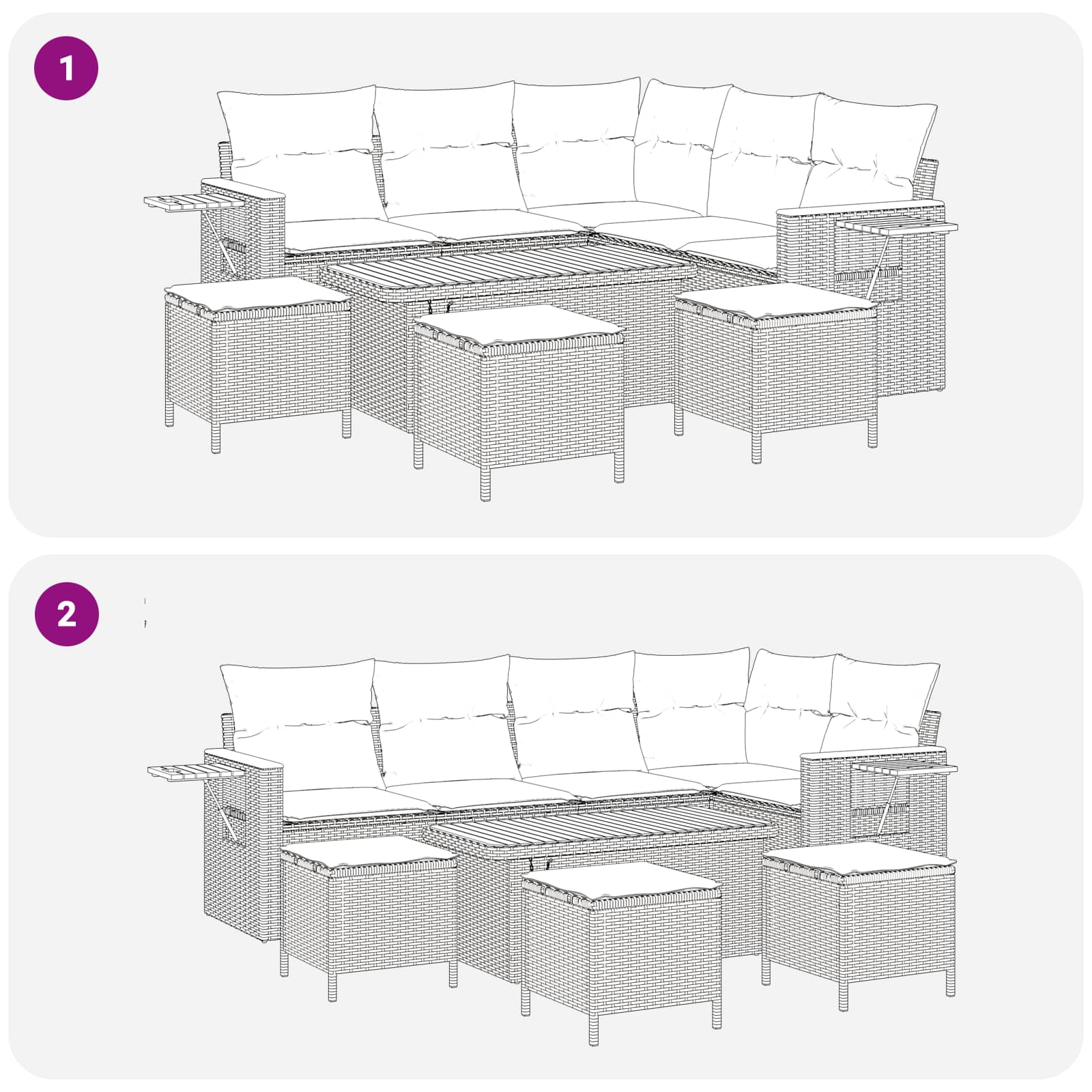 Gartensofa-set 9 stk. Schwarz Poly-Rattan