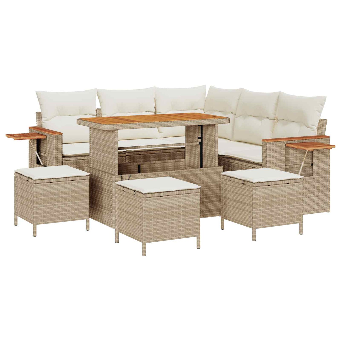 Gartensofa-set 9 stk. Beige Poly-Rattan