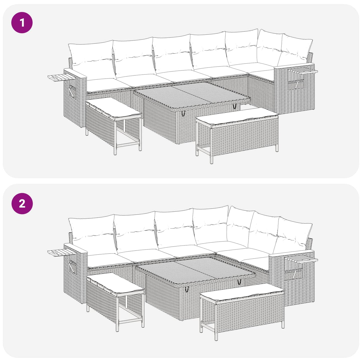 Gartensofa-set 9 stk. Schwarz Poly-Rattan