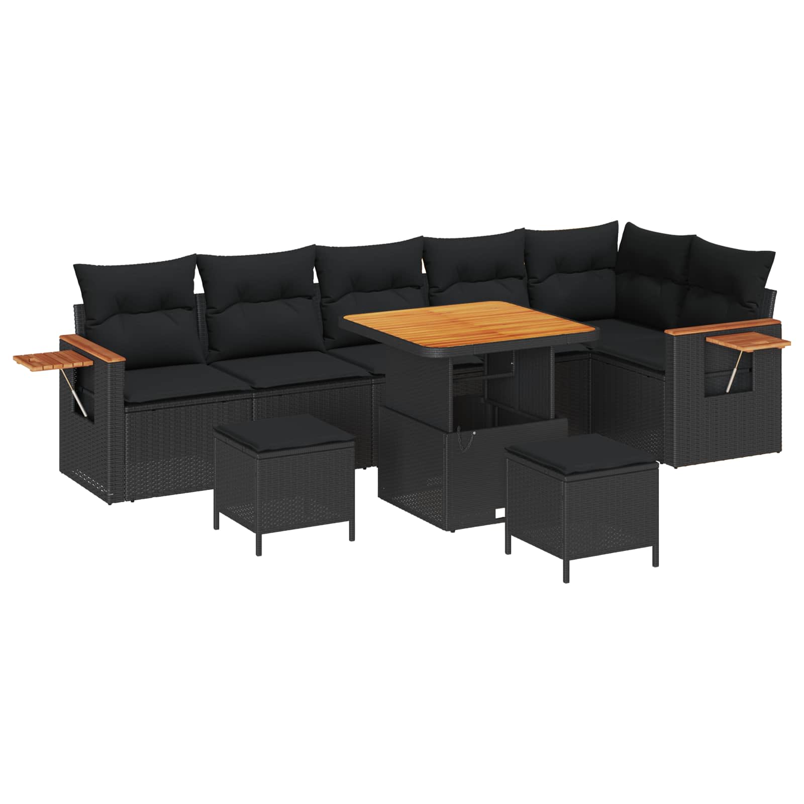 Gartensofa-set 9 pcs Schwarz Poly-Rattan
