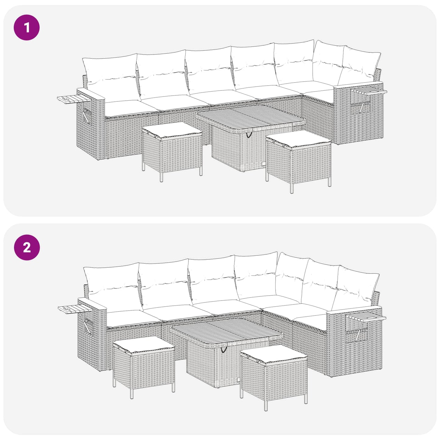 Gartensofa-set 9 Stk. Schwarz Poly-Rattan
