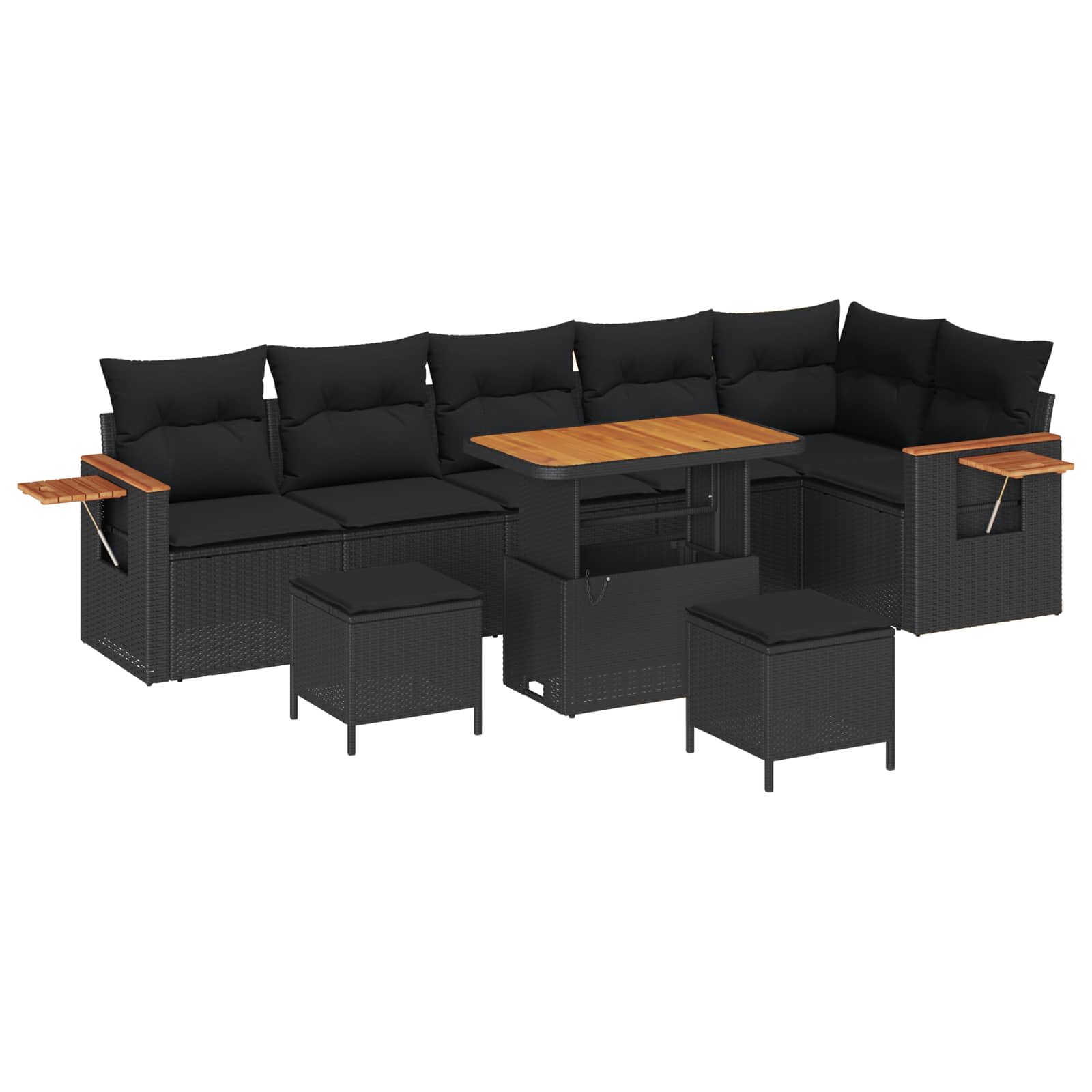 Gartensofa-set 9 stk. Schwarz Poly-Rattan