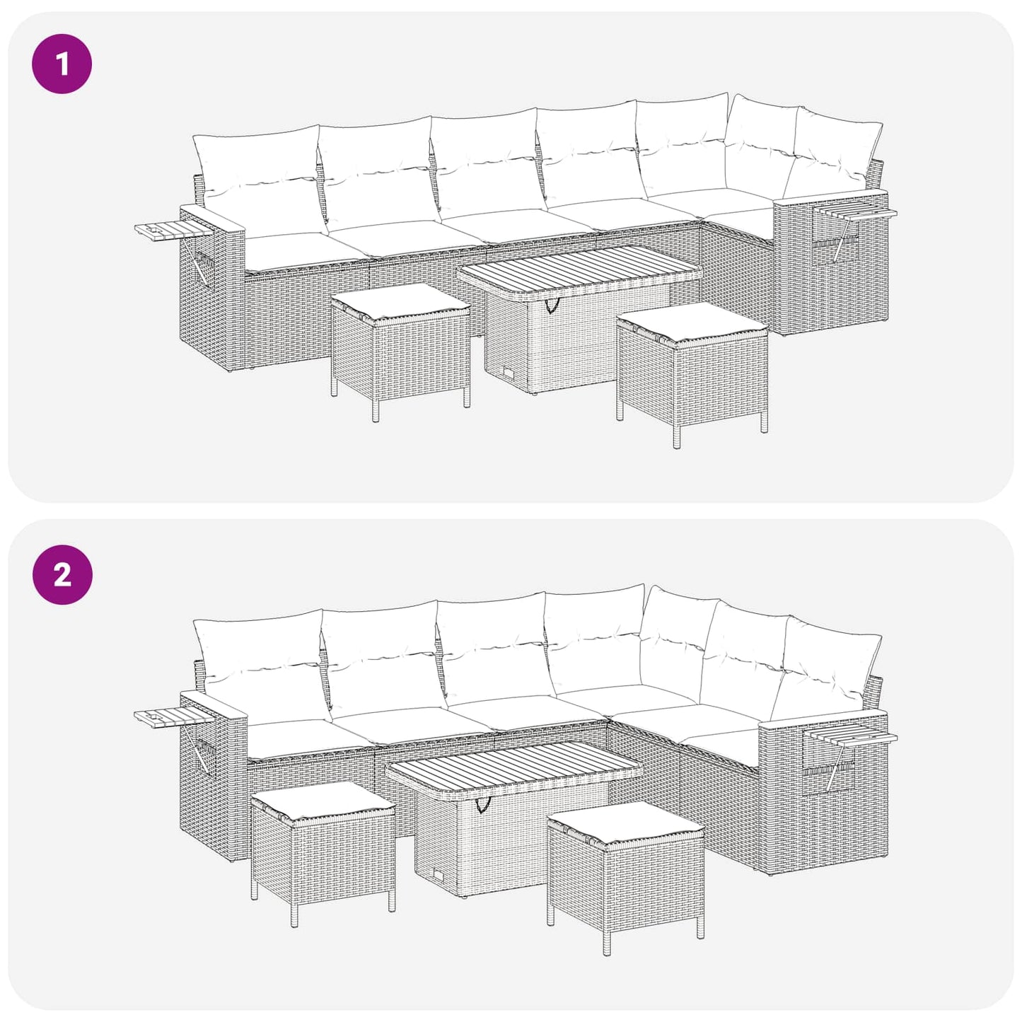 Gartensofa-set 9 stk. Schwarz Poly-Rattan