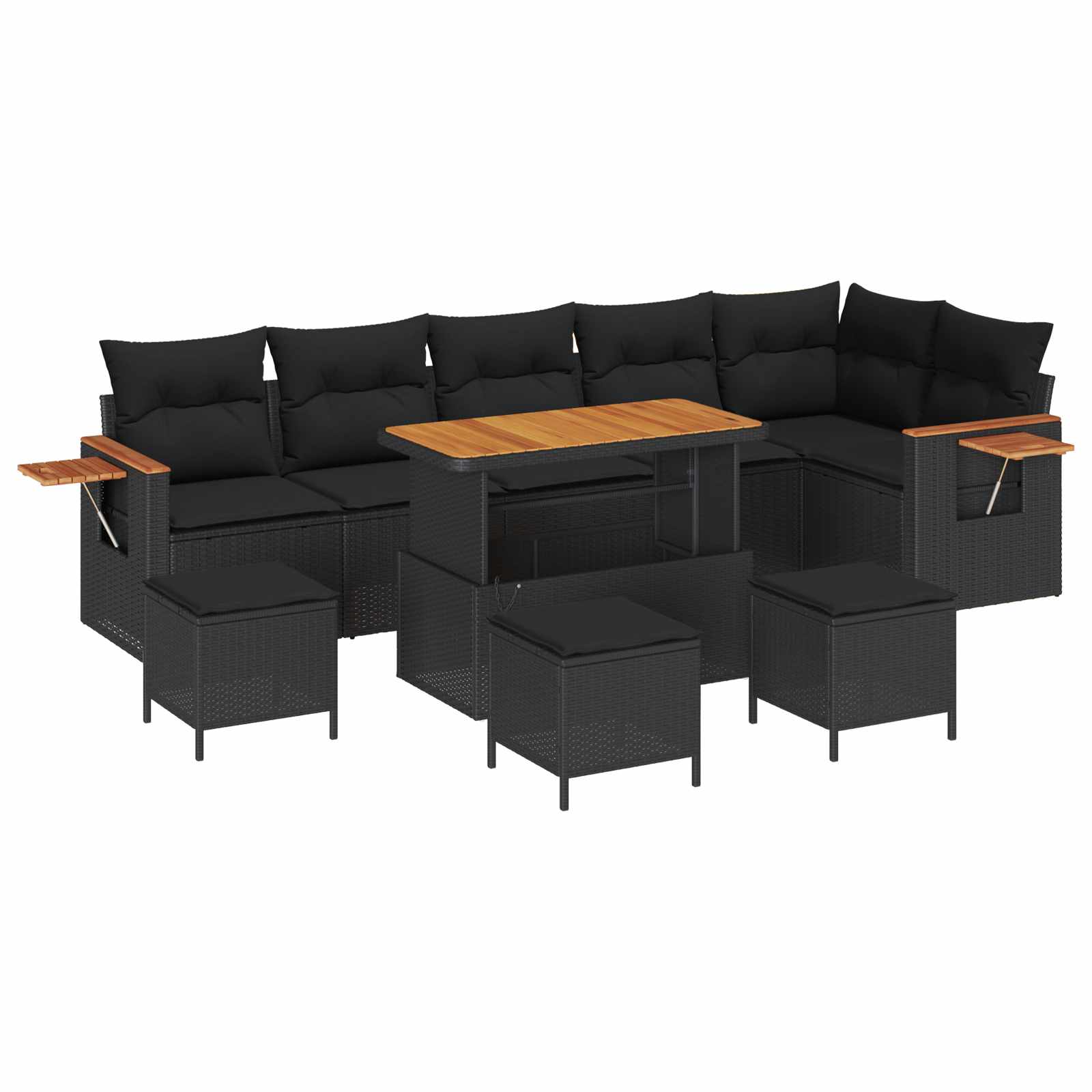 Gartensofa-set 10 stk. Schwarz Poly-Rattan