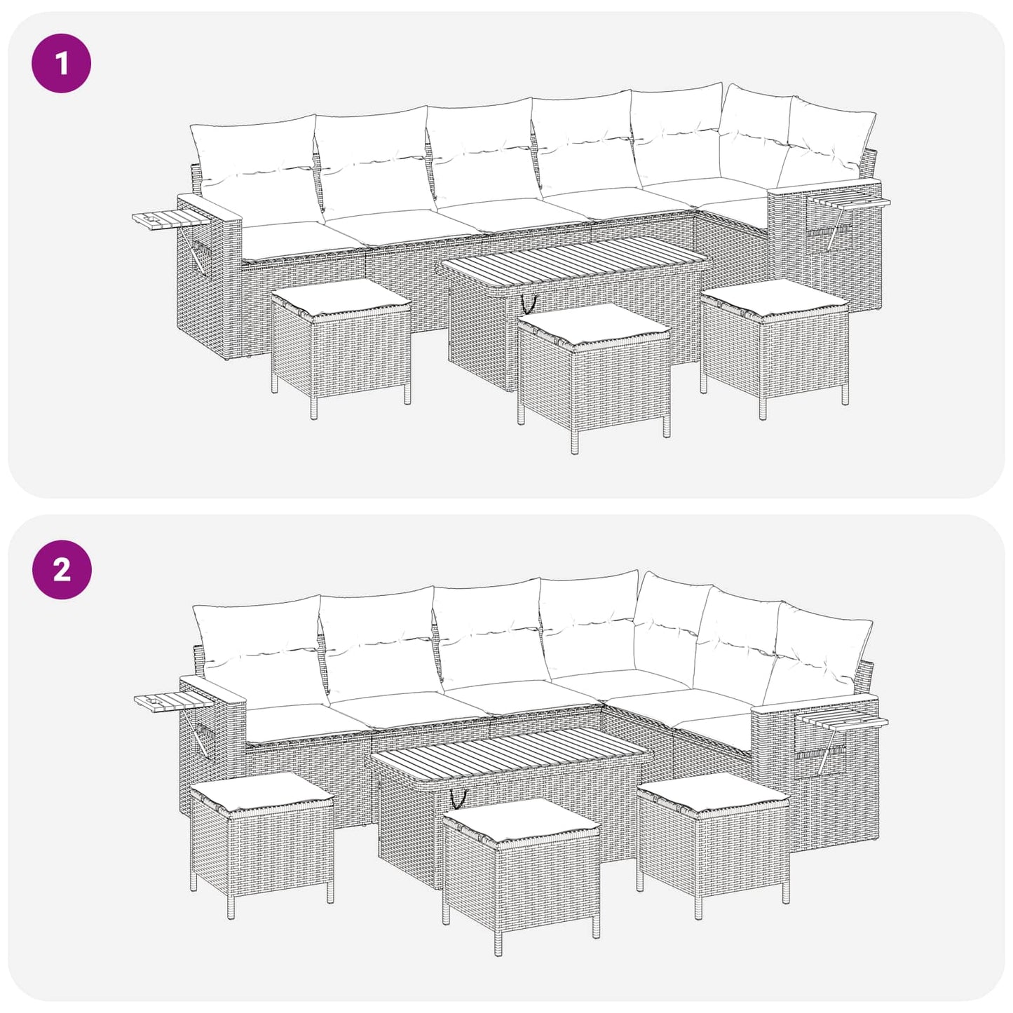 Gartensofa-set 10 stk. Schwarz Poly-Rattan