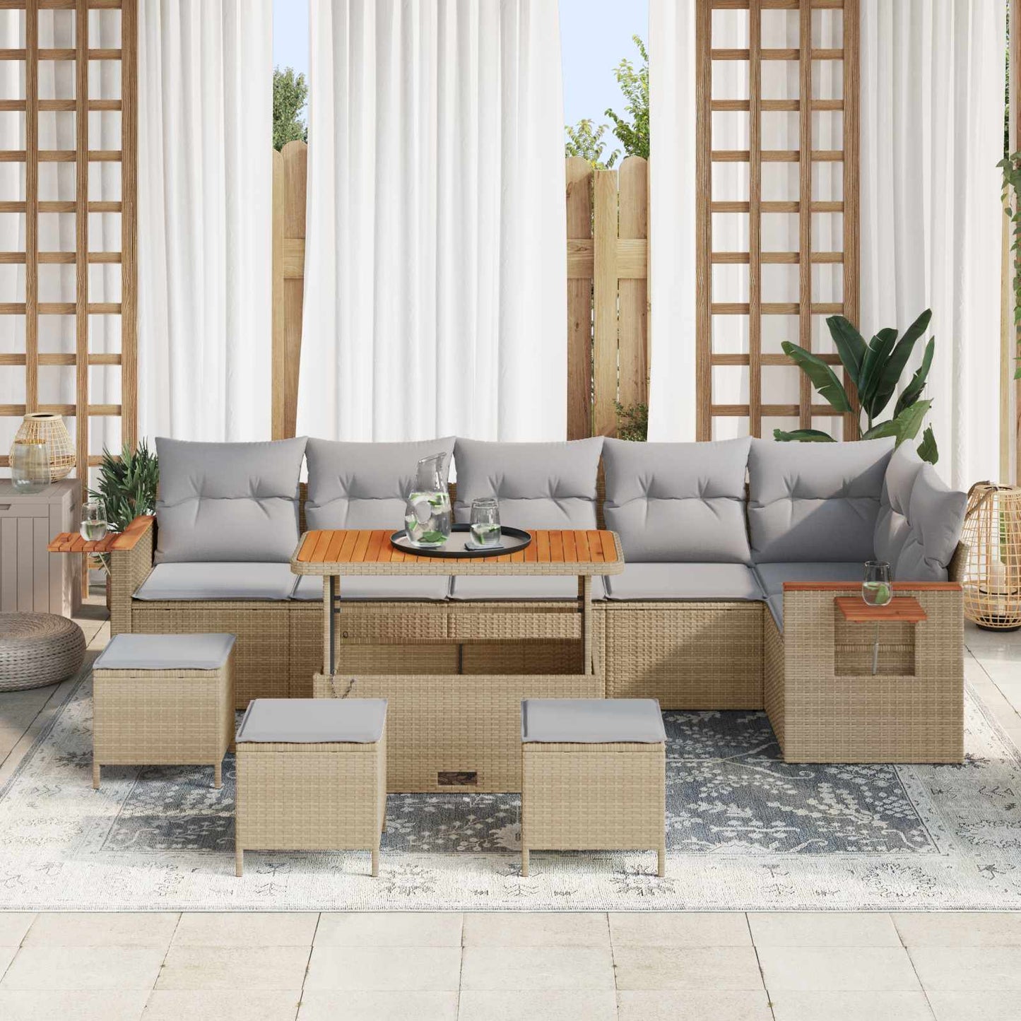 Gartensofa-set 10 pcs Beige Poly-Rattan