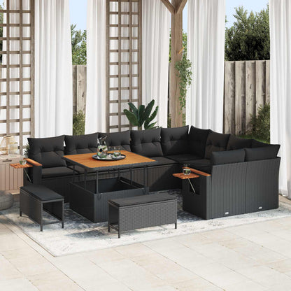 Gartensofa-set 12 stk. Schwarz Poly-Rattan