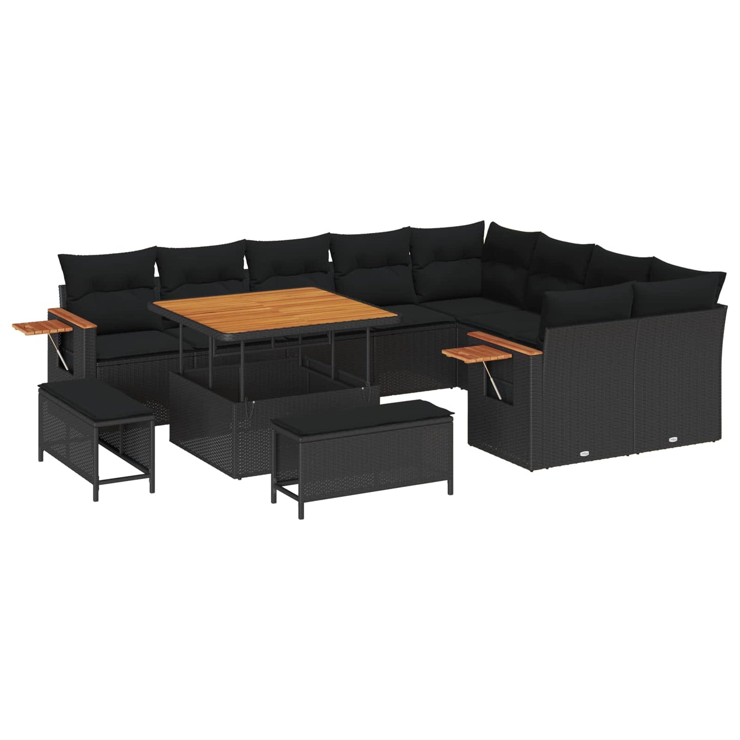 Gartensofa-set 12 stk. Schwarz Poly-Rattan