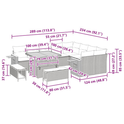 Gartensofa-set 12 stk. Schwarz Poly-Rattan