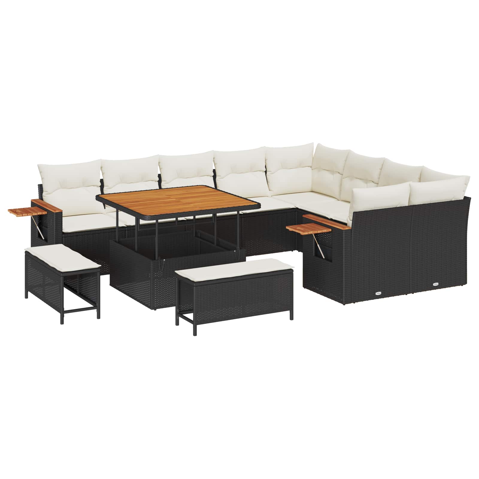 Gartensofa-set 12 pcs Schwarz Poly-Rattan