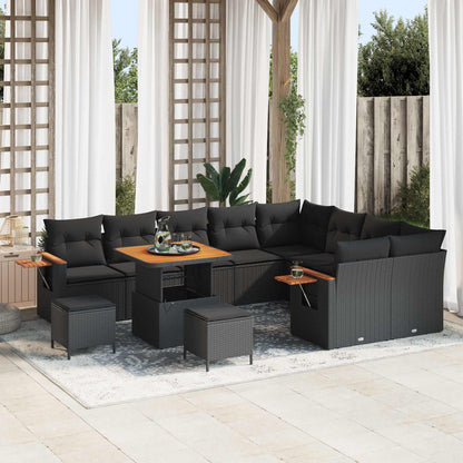 Gartensofa-set 12 stk. Schwarz Poly-Rattan
