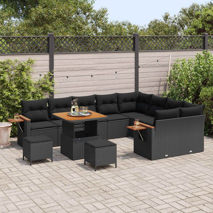 Gartensofa-set 12 stk. Schwarz Poly-Rattan