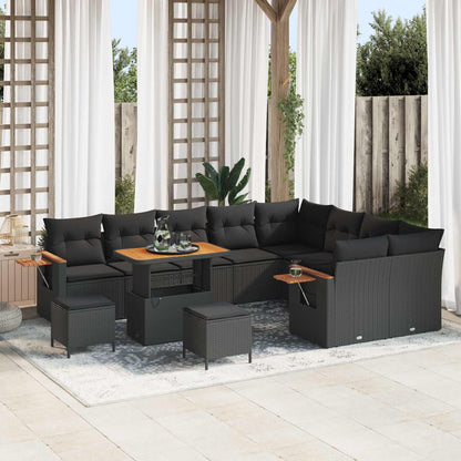 Gartensofa-set 12 stk. Schwarz Poly-Rattan
