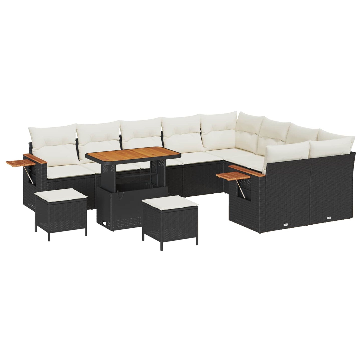 Gartensofa-set 12 pcs Schwarz Poly-Rattan