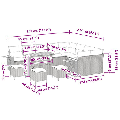 Gartensofa-set 13 stk. Schwarz Poly-Rattan