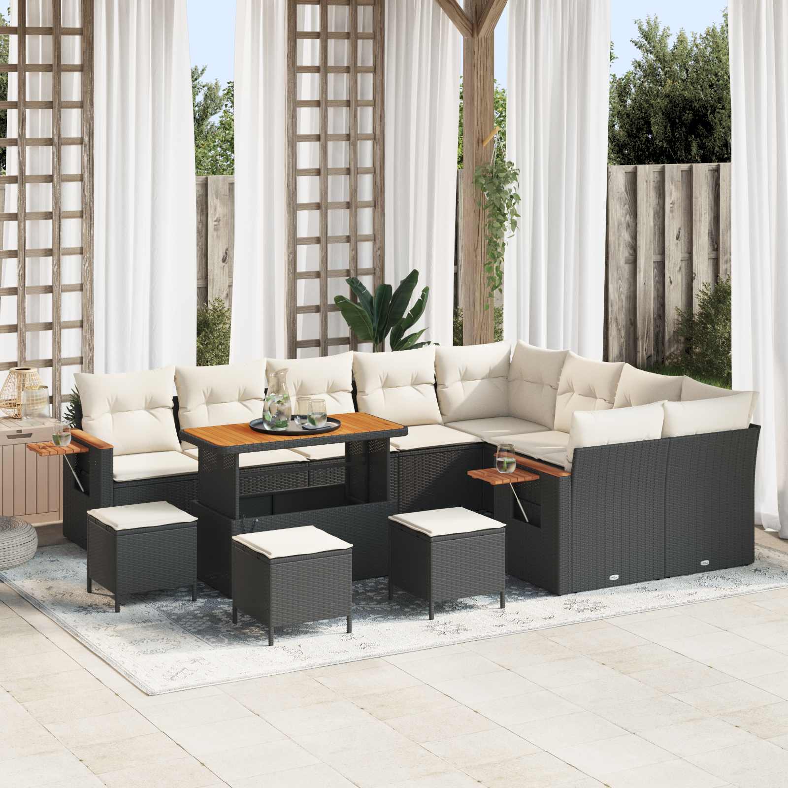 Gartensofa-set 13 pcs Schwarz Poly-Rattan