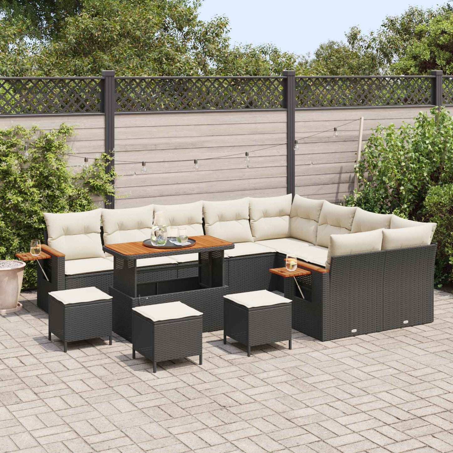 Gartensofa-set 13 pcs Schwarz Poly-Rattan