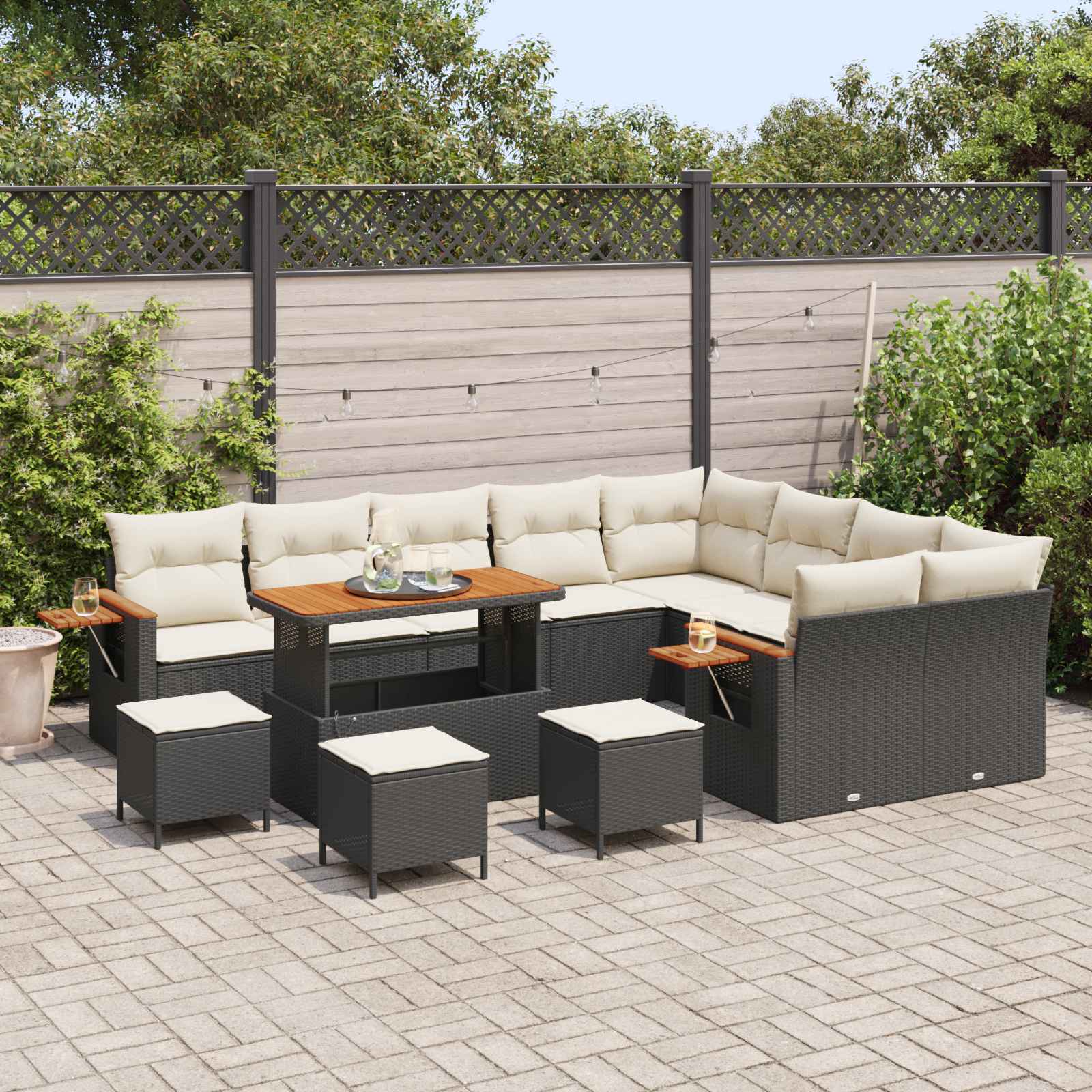 Gartensofa-set 13 pcs Schwarz Poly-Rattan