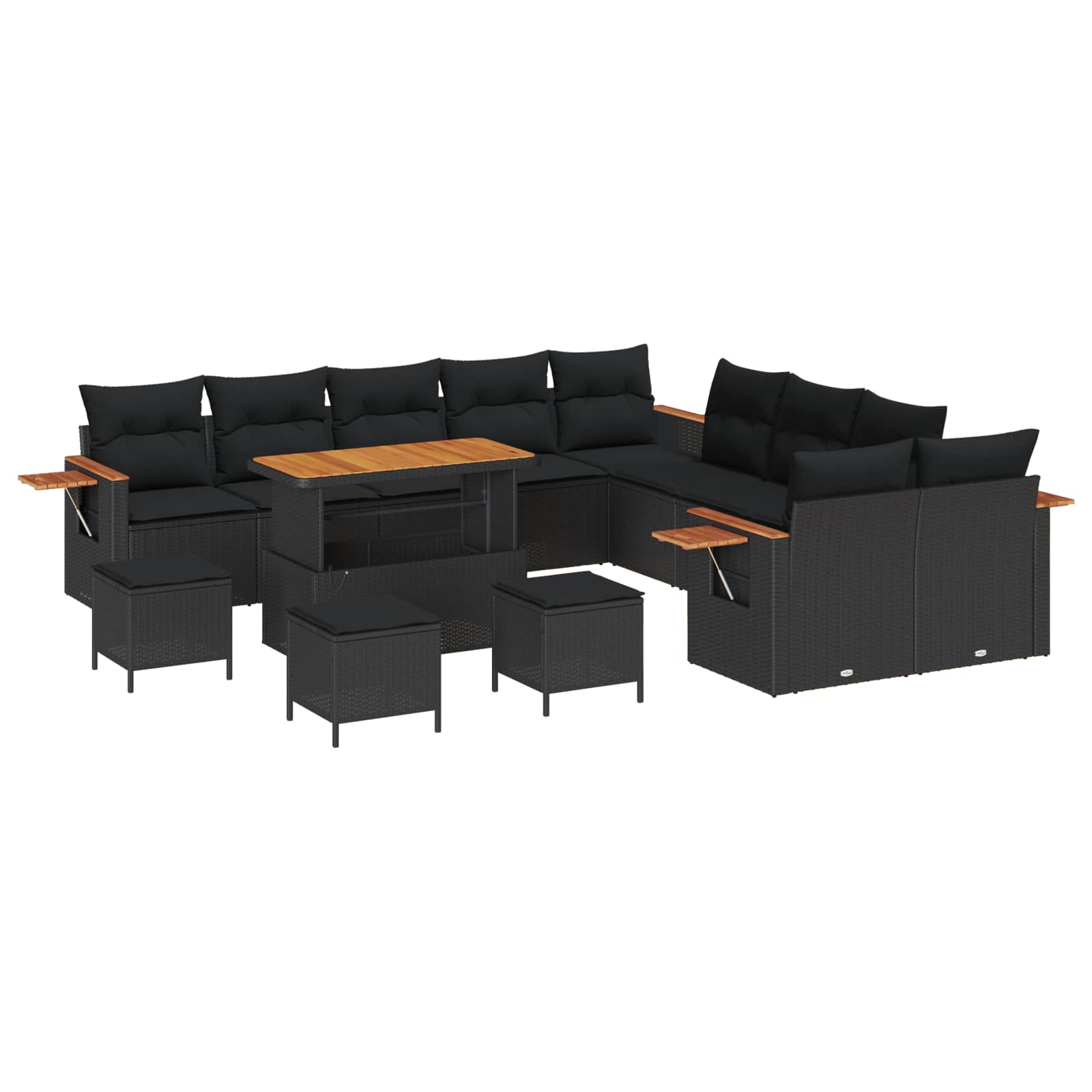 Gartensofa-set 14 stk. Schwarz Poly-Rattan