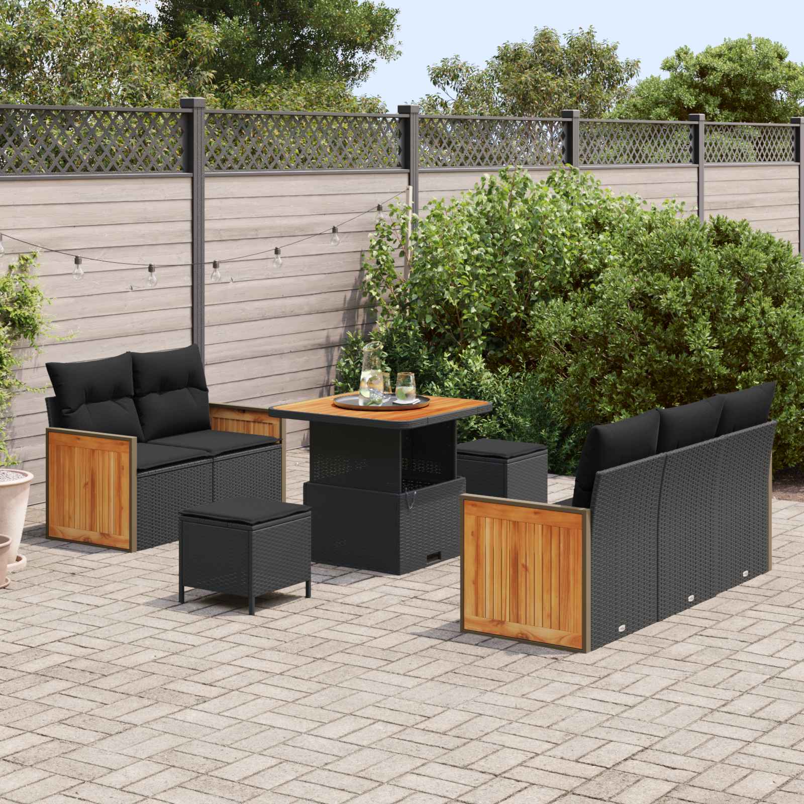 Gartensofa-set 8 stk. 8-Sitzanzahl Schwarz