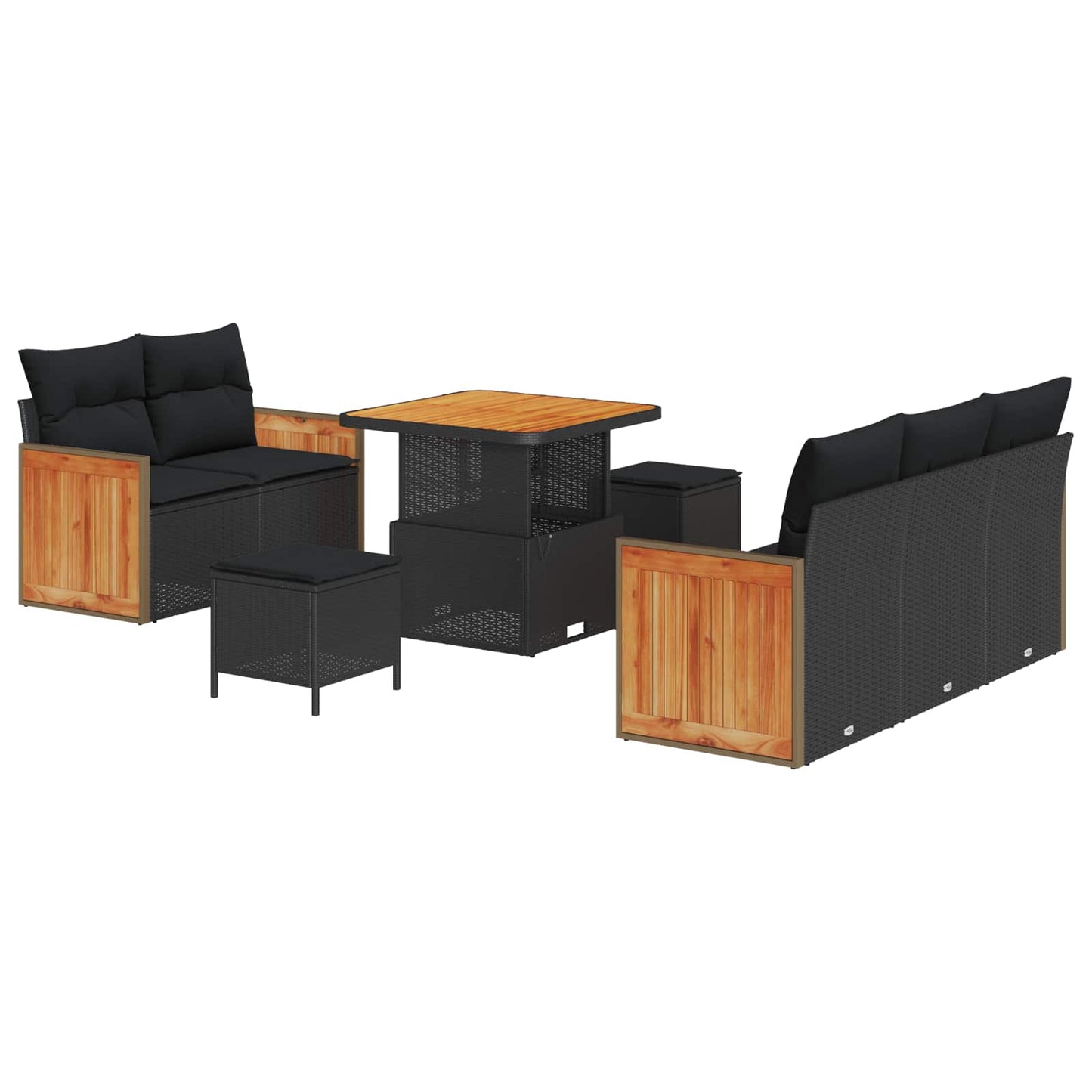 Gartensofa-set 8 stk. 8-Sitzanzahl Schwarz