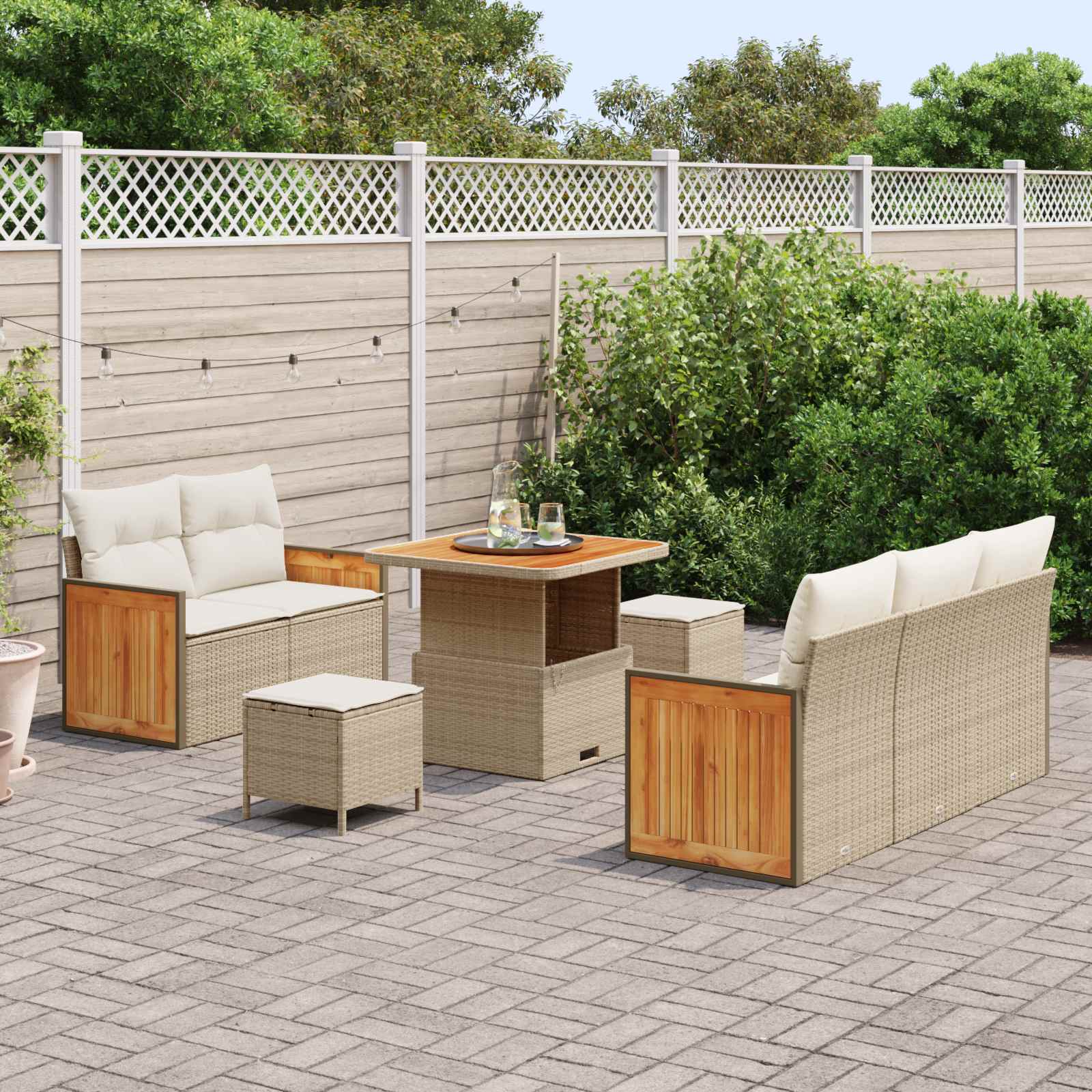 Gartensofa-set 8 stk. 8-Sitzanzahl Beige und Creme