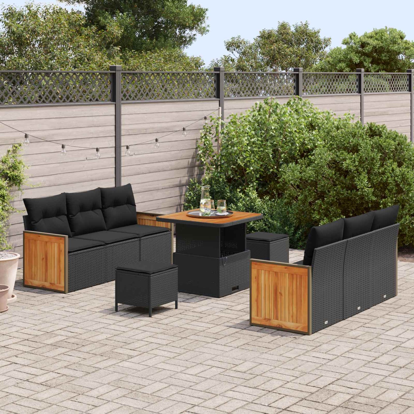 Gartensofa-set 9 stk. 8-Sitzanzahl Schwarz