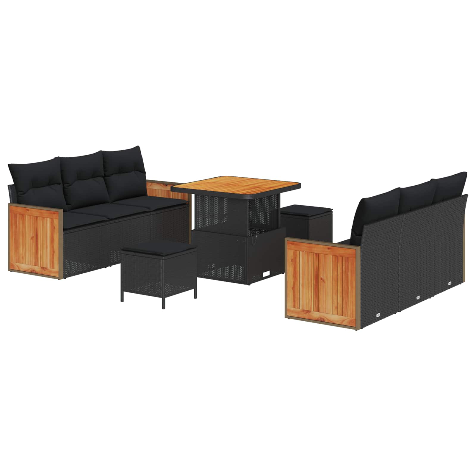 Gartensofa-set 9 stk. 8-Sitzanzahl Schwarz