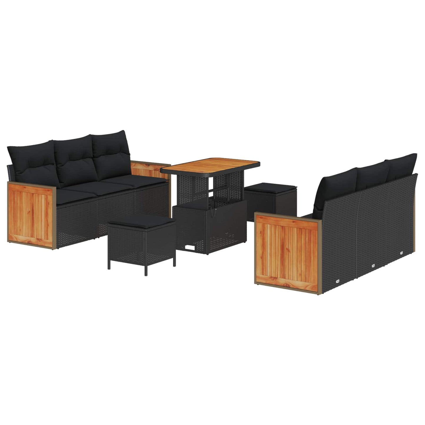 Gartensofa-set 9 stk. 8-Sitzanzahl Schwarz