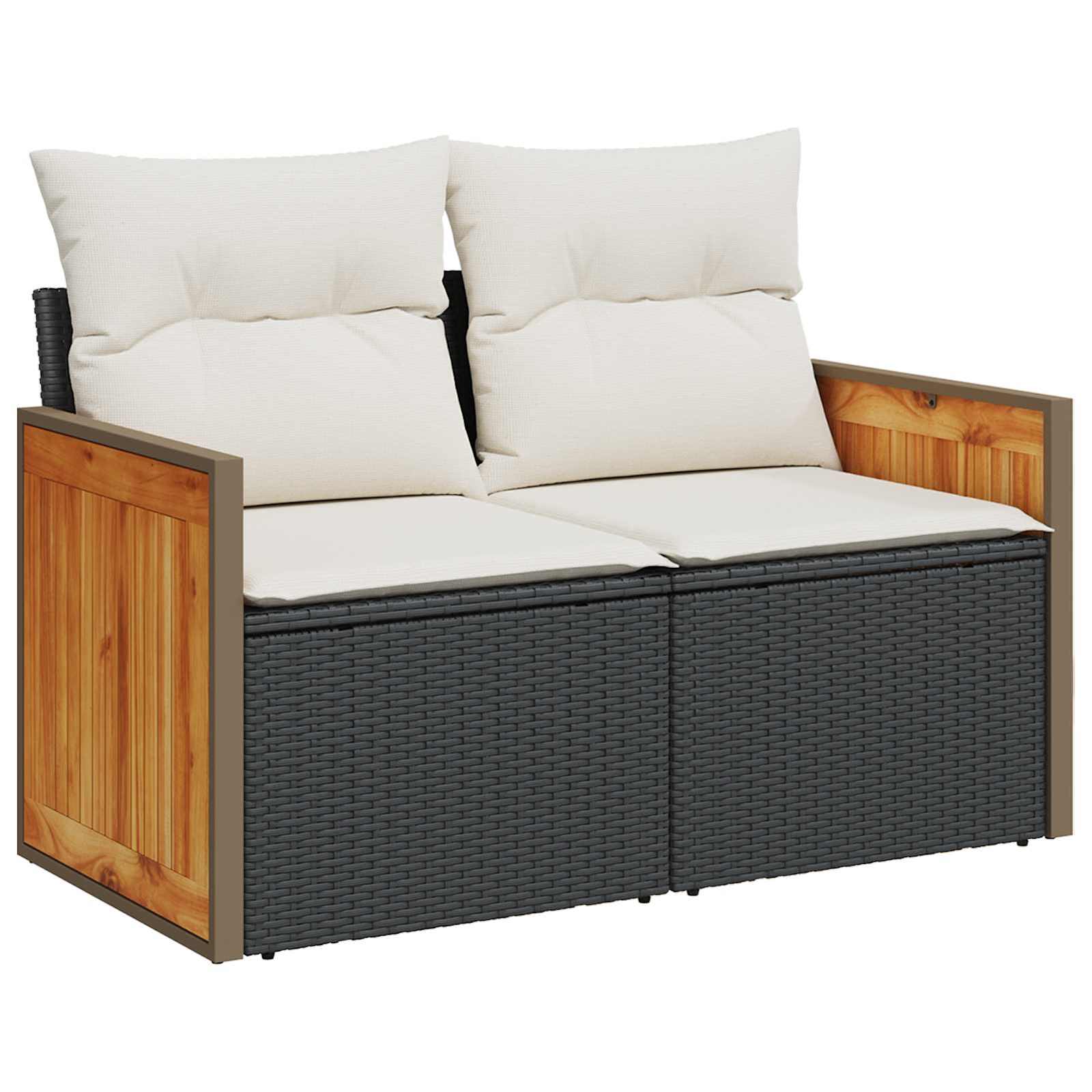 Gartensofa-set mit Kissen 9 pcs Schwarz und Creme