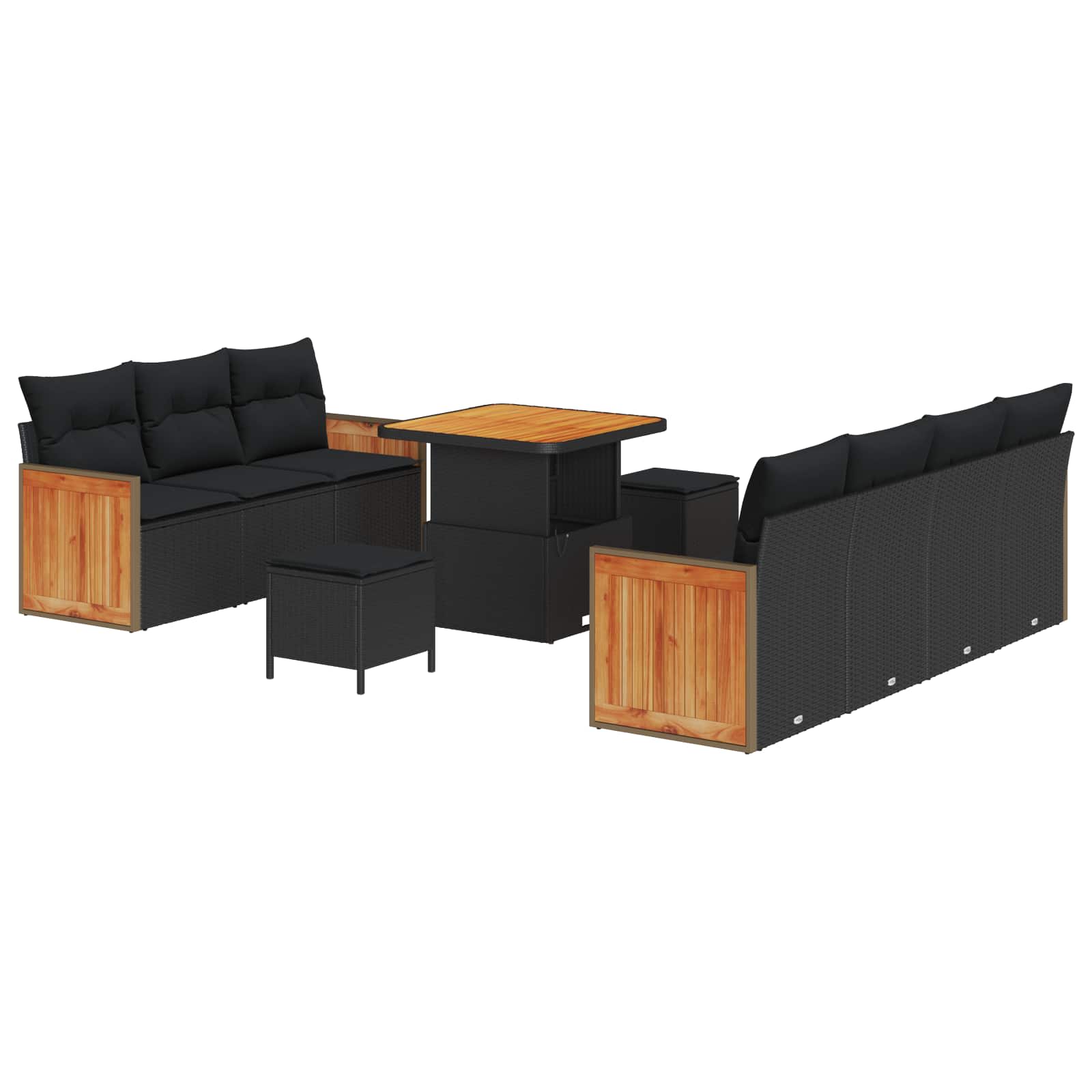 Gartensofa-set 10 stk. 9-Sitzanzahl Schwarz