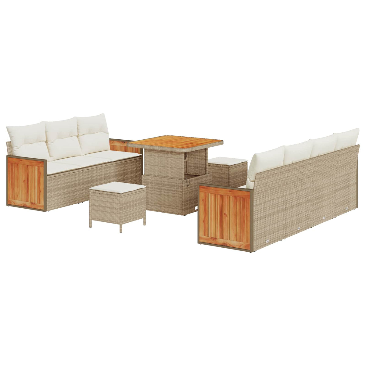 Gartensofa-set 10 stk. 9-Sitzanzahl Beige und Creme