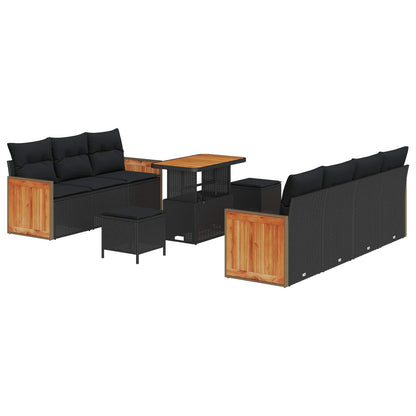 Gartensofa-set 10 stk. 9-Sitzanzahl Schwarz