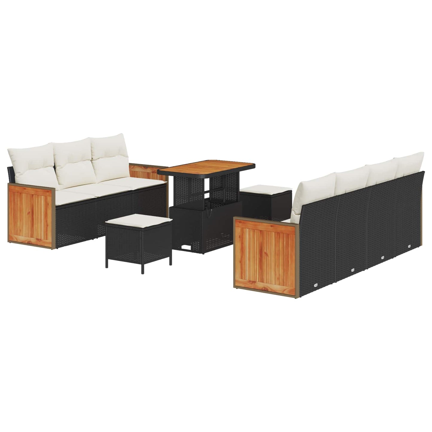 Gartensofa-set mit Kissen 10 pcs Schwarz und Creme
