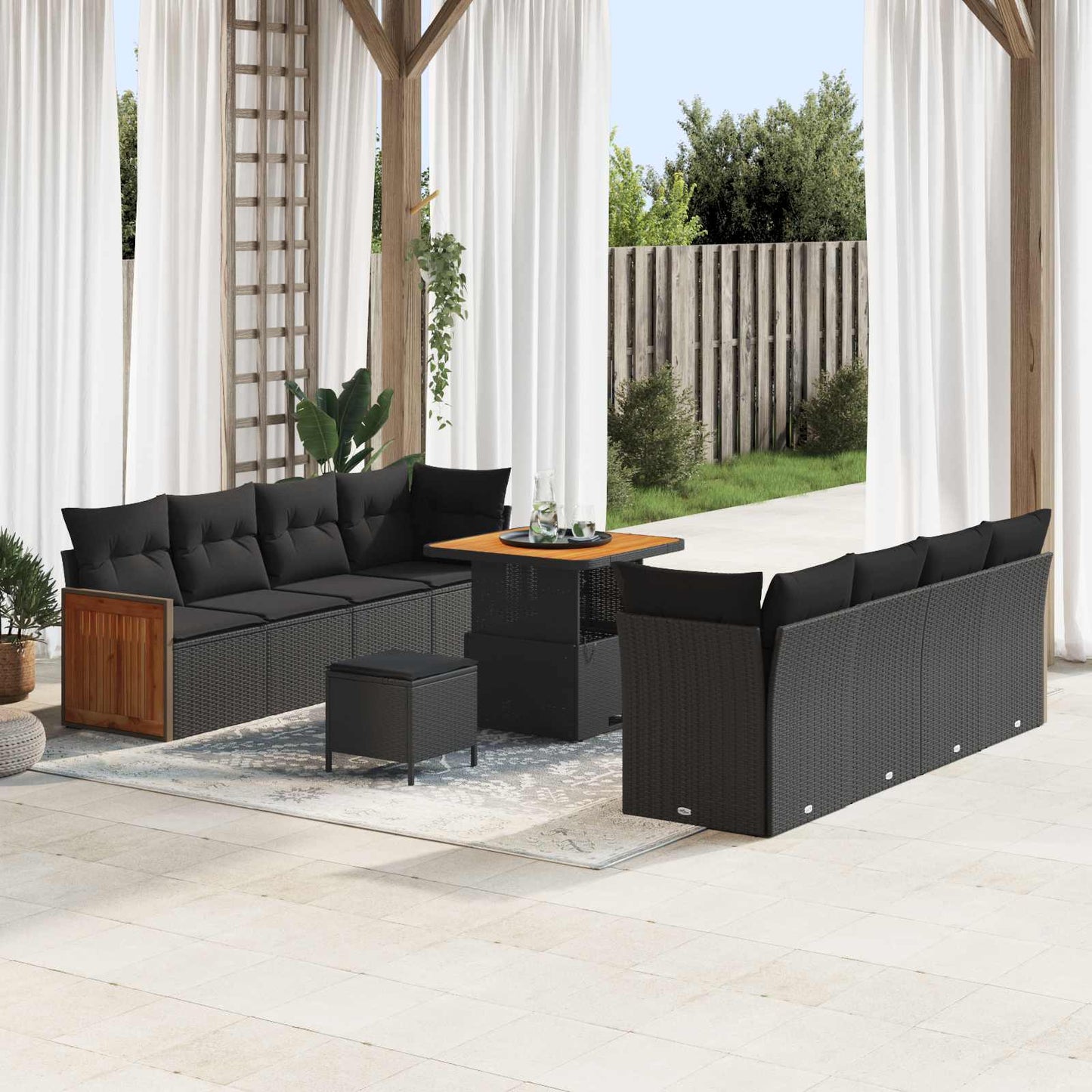Gartensofa-set 11 stk. 11-Sitzanzahl Schwarz
